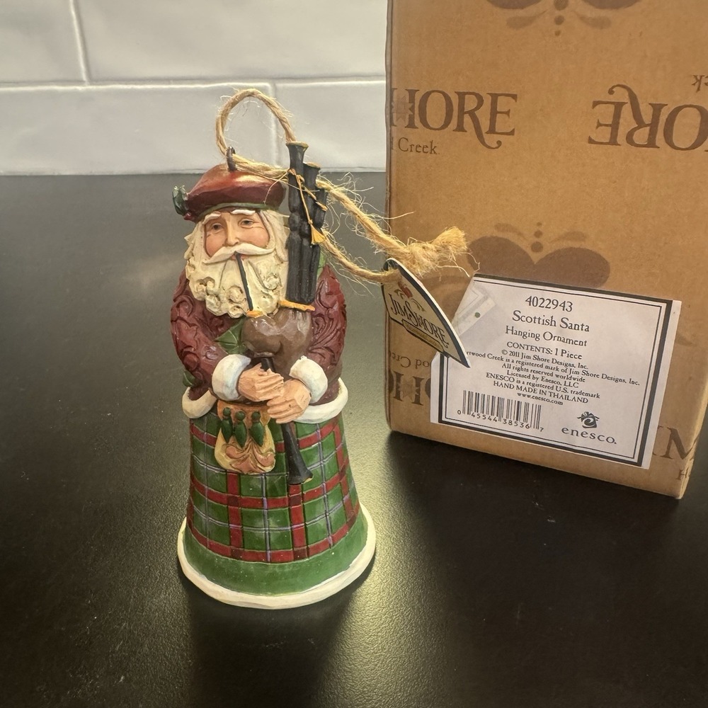 NEW Jim Shore‎ Heartwood Creek Scottish Santa Christmas Ornament 4022943